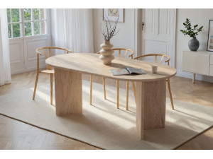 Mesa de jantar em madeira "Sablin" - 180 x 89 x 75 cm - Travertino 2