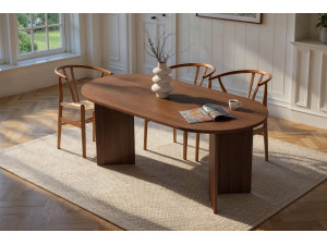 Mesa de jantar em madeira "Sablin" - 180 x 89 x 75 cm - Nogueira 2