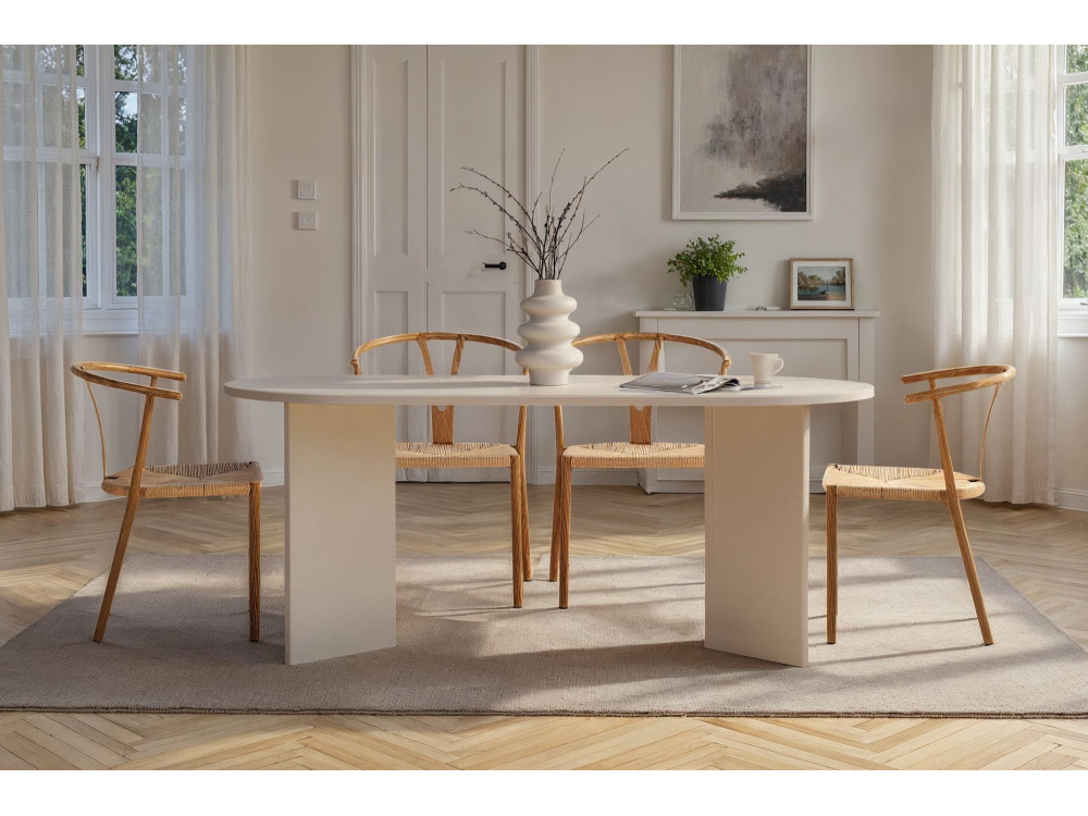Mesa de jantar de madeira "Sablin" - 180 x 89 x 75 cm - Madeira branca