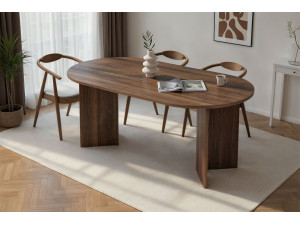 Mesa de jantar de madeira "Sablin" 180 x 90 x 75 cm - Nogueira 2