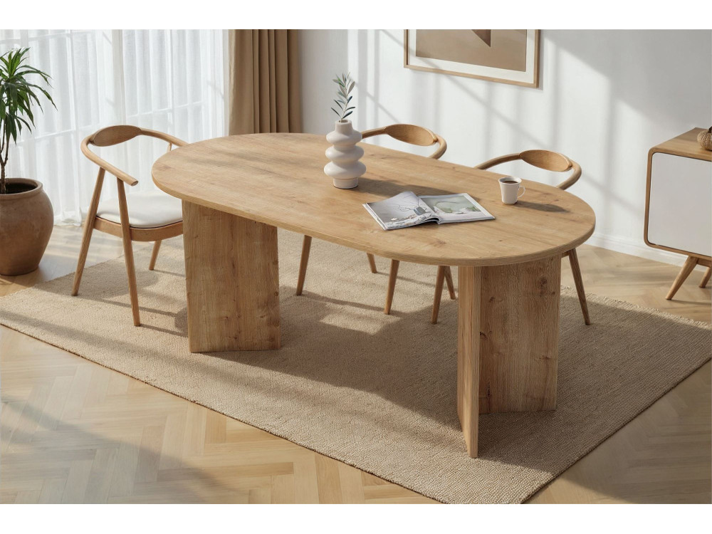 Mesa de jantar de madeira "Sablin" 180 x 90 x 75 cm - Carvalho safira