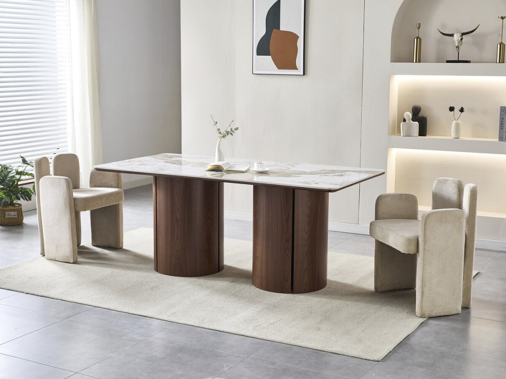 Mesa de jantar retangular em cerâmica Pendora "Milano" - 6 lugares - Castanho