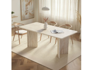 Mesa de jantar de madeira "Linza" 180 x 90 x 75 cm - Travertino 2