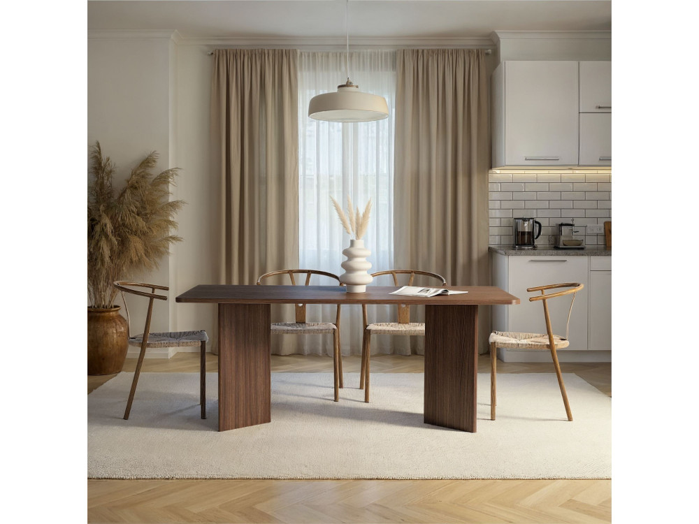 Mesa de jantar de madeira "Linza" 180 x 90 x 75 cm - Nogueira