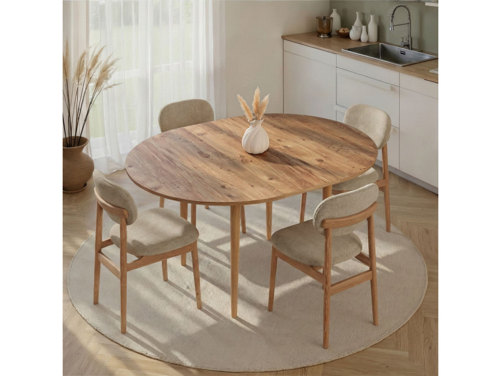 Mesa de jantar extensível de madeira "Viona" 100 x 100 x 75 cm - Pinho Atlântico