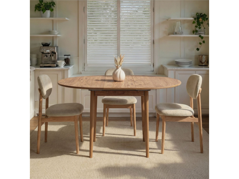 Mesa de jantar extensível de madeira "Viona" 100 x 100 x 75 cm - Pinho Atlântico