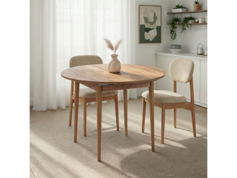 Mesa de jantar extensível de madeira "Viona" 100 x 100 x 75 cm - Pinho Atlântico