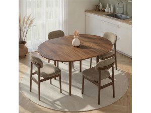 Mesa de jantar extensível de madeira "Viona" 100 x 100 x 75 cm - Nogueira Barok 2