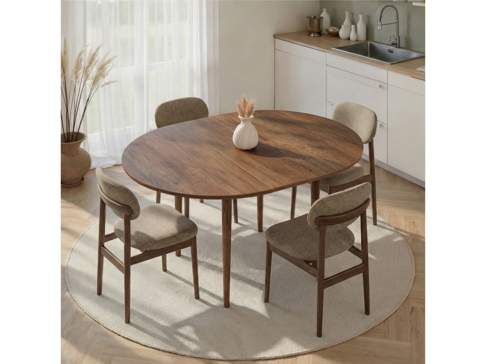 Mesa de jantar extensível de madeira "Viona" 100 x 100 x 75 cm - Nogueira Barok