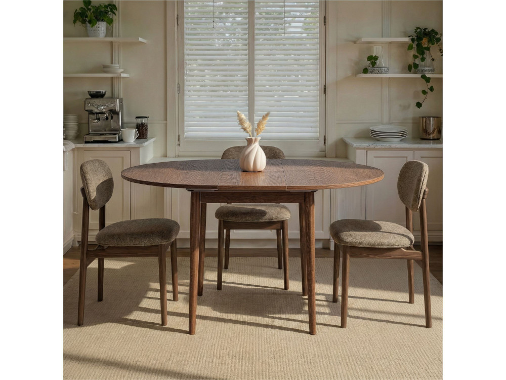 Mesa de jantar extensível de madeira "Viona" 100 x 100 x 75 cm - Nogueira Barok