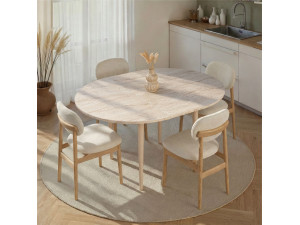 Mesa de jantar extensível de madeira "Viona" 100 x 100 x 75 cm - Travertino 2