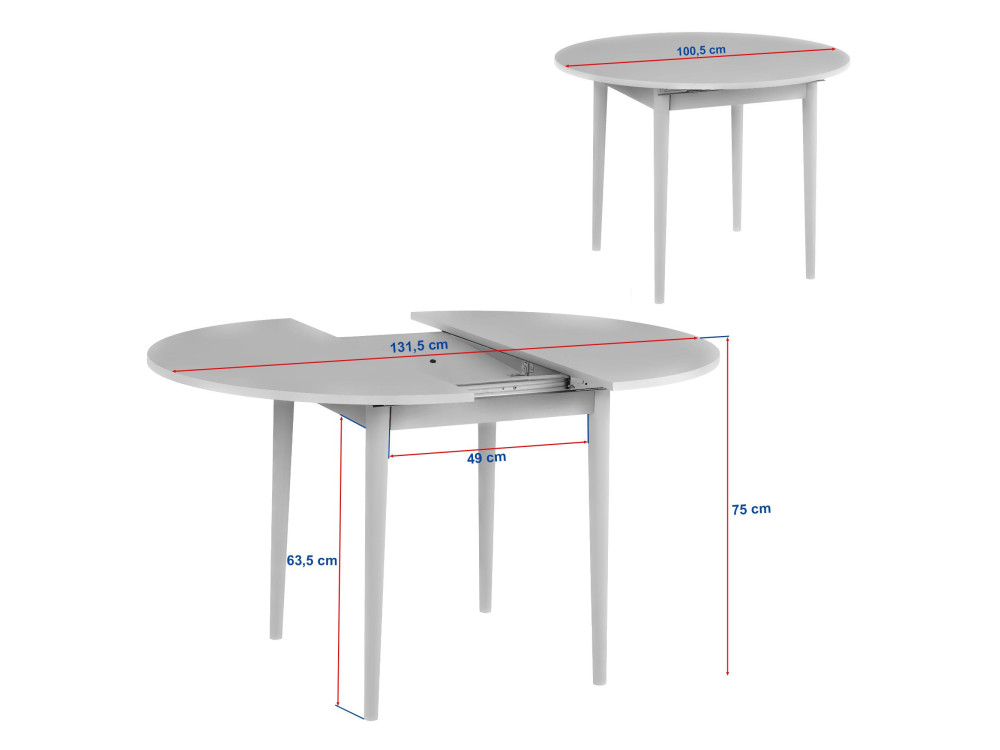 Mesa de jantar extensível de madeira "Viona" 100 x 100 x 75 cm - Travertino