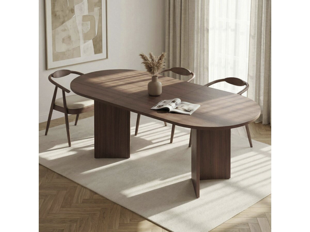 Mesa de jantar extensível em madeira 160/200 cm "Sorell" - 8 lugares - Castanho