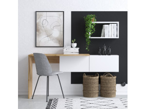 Secretária de madeira "Tiff" - 145 x 45 x 74 cm - Carvalho branco 2