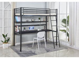 Cama alta com secretária "Alona" - 90 x 190 cm - Preto 2