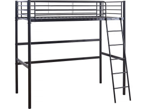 Cama alta de metal "Alora" - 90 x 190 cm - Preto