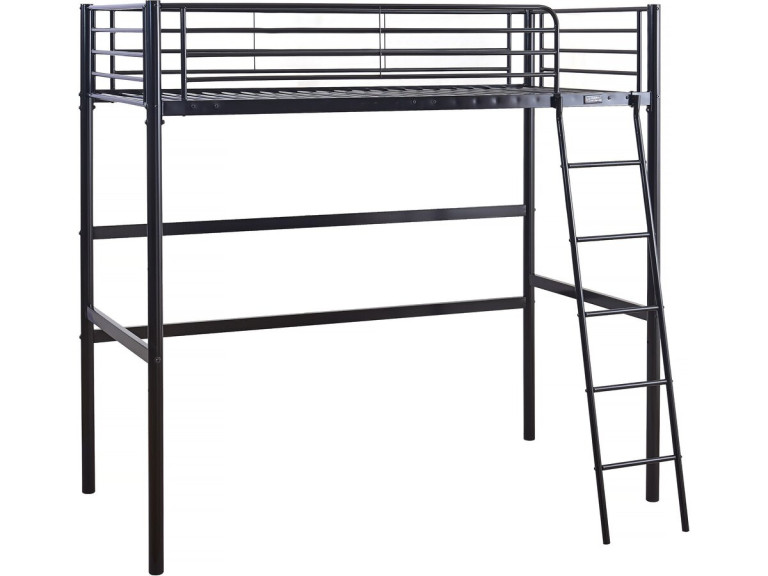 Cama alta de metal "Alora" - 90 x 190 cm - Preto