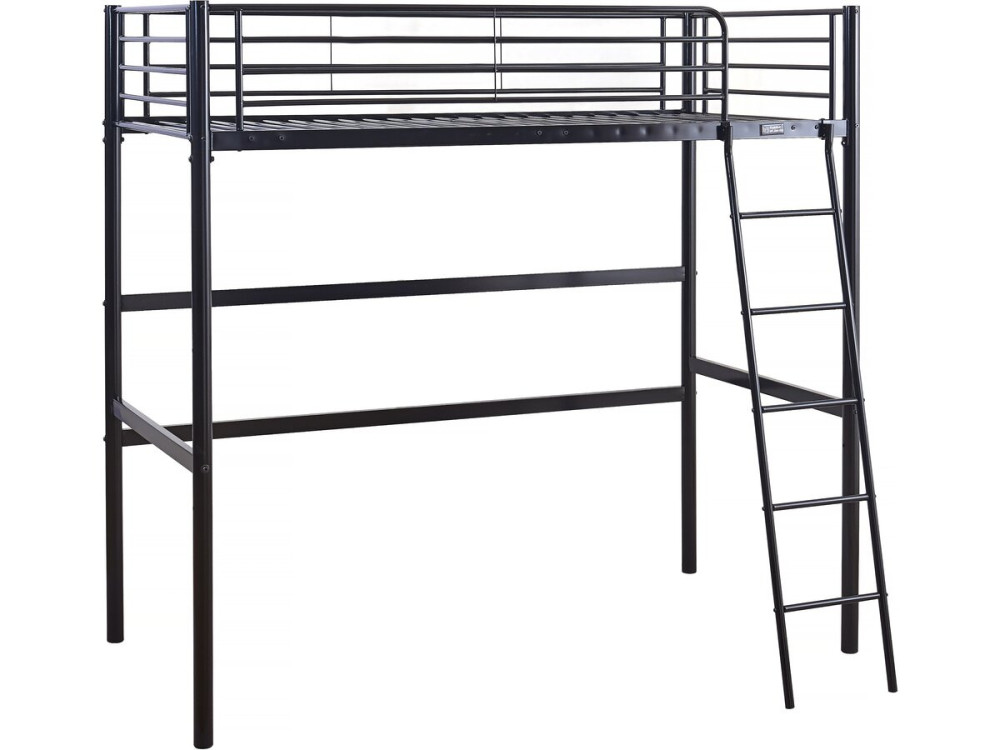 Cama alta de metal "Alora" - 90 x 190 cm - Preto