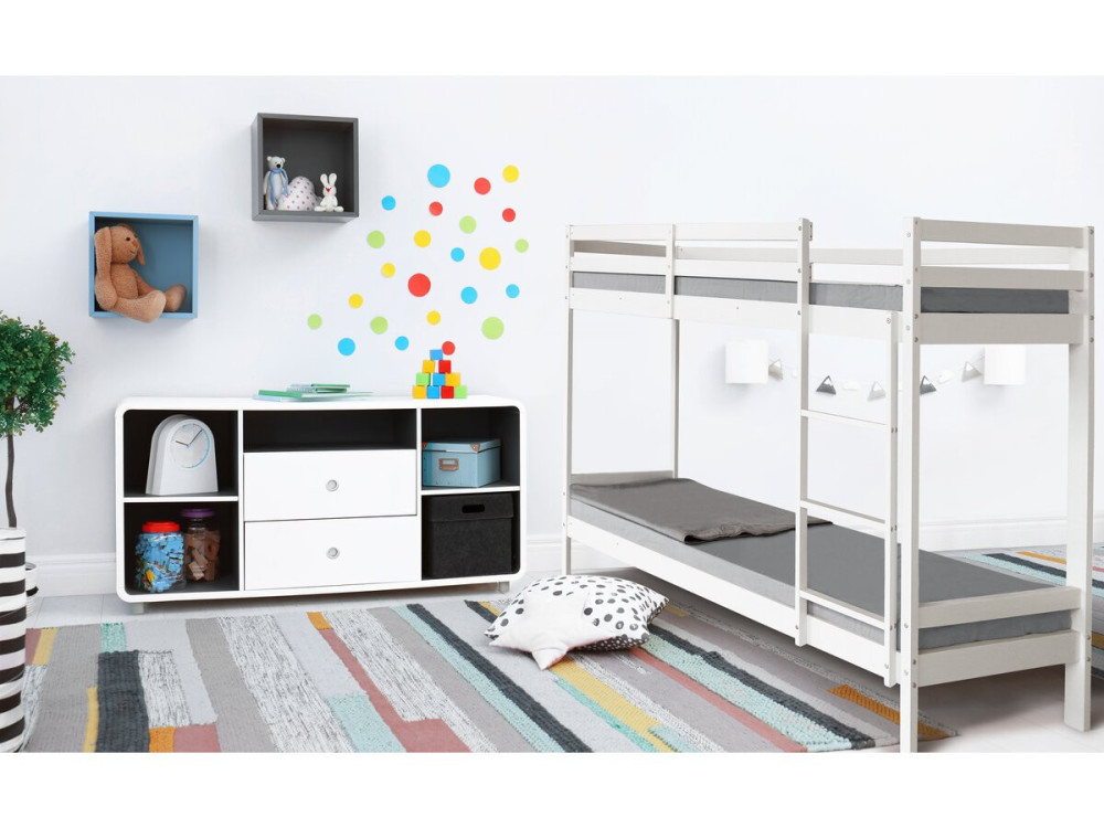 Beliche infantil de madeira "Lionel" 90 x 190 cm - Branco