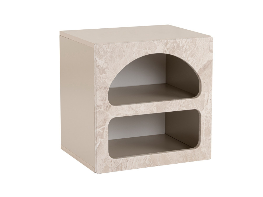 Mesa de cabeceira de madeira "Lorin" 50 x 40 x 50 cm - mármore travertino