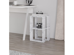 Mesa de cabeceira de madeira "Lonie" 30 x 30 x 55 cm - mármore de Carrara 2