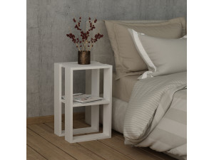 Mesa de cabeceira de madeira "Lonie" 30 x 30 x 55 cm - Branco 2