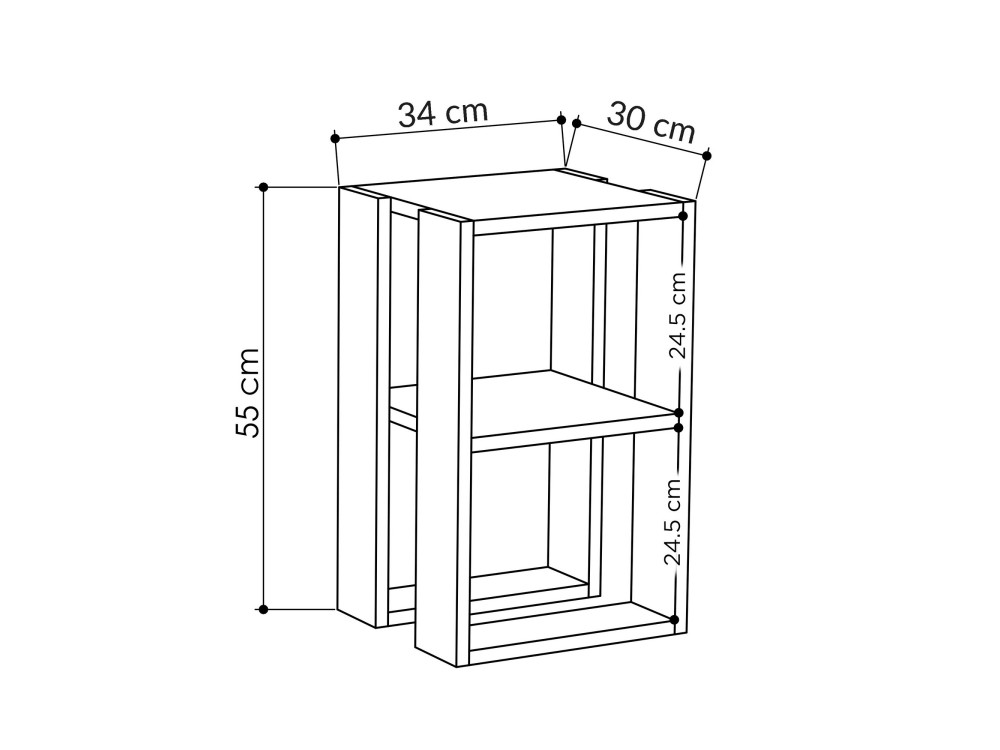 Mesa de cabeceira de madeira "Lonie" 30 x 30 x 55 cm - Branco