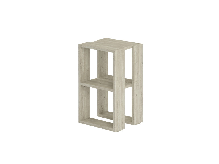 Mesa de cabeceira de madeira "Lonie" 30 x 30 x 55 cm - Travertino