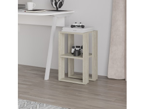 Mesa de cabeceira de madeira "Lonie" 30 x 30 x 55 cm - Travertino 2