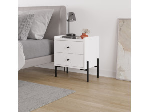 Mesa de cabeceira de madeira "Malta" - 45 x 35 x 52 cm - Branco 2