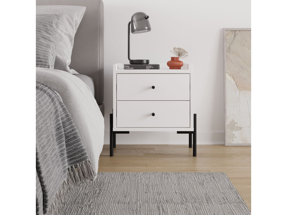 Mesa de cabeceira de madeira "Malta" - 45 x 35 x 52 cm - Branco