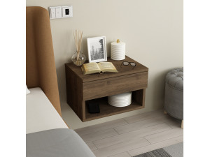 Mesa de cabeceira de madeira "Ribes" - 45 x 32 x 29 cm - Castanho 2