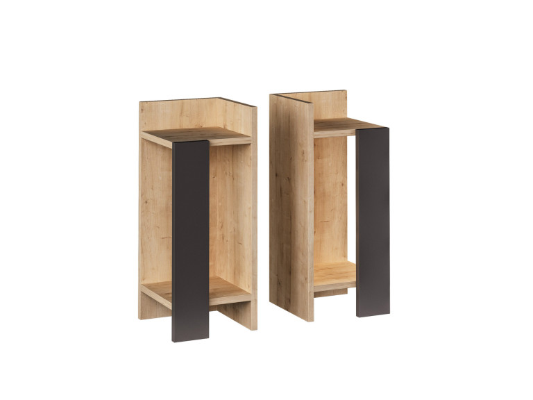 Conjunto de 2 mesas de cabeceira em madeira "Elos" - 25 x 27 x 60 cm - Castanho