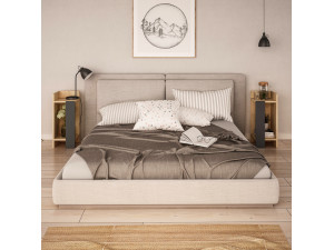 Conjunto de 2 mesas de cabeceira em madeira "Elos" - 25 x 27 x 60 cm - Castanho 2