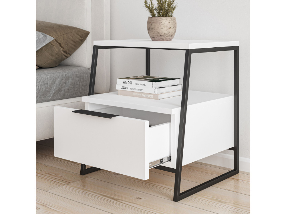 Mesa de cabeceira de madeira "Pal" 45 x 41 x 50 cm - Branco