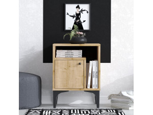 Mesa de cabeceira de madeira "Nuno" - 40 x 35 x 55 cm - Bege 2