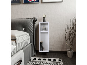 Mesa de cabeceira de madeira "Turra" - 20 x 15 x 65 cm - Branco 2