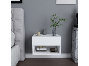 Mesa de cabeceira de madeira "Jamot" - 45 x 29 x 32 cm - Branco 2