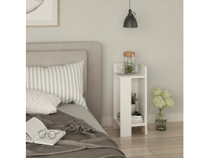 Mesa de cabeceira de madeira "Elos Right" - 25 x 27 x 60 cm - Branco 2