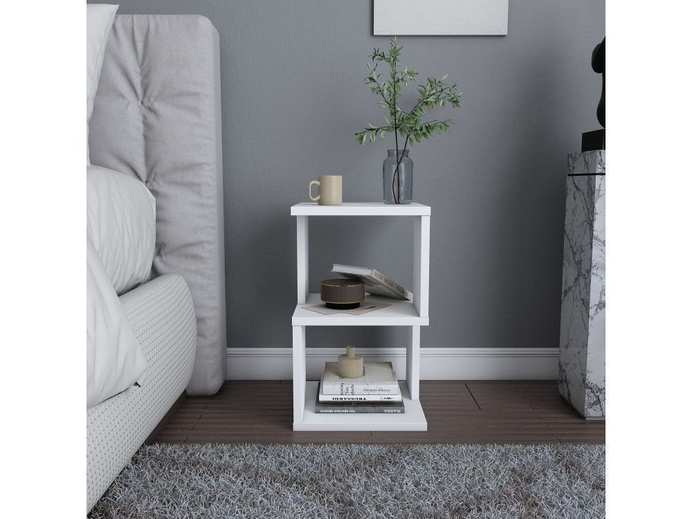 Mesa de cabeceira de madeira "Carter" - 30 x 30 x 49 cm - Branco