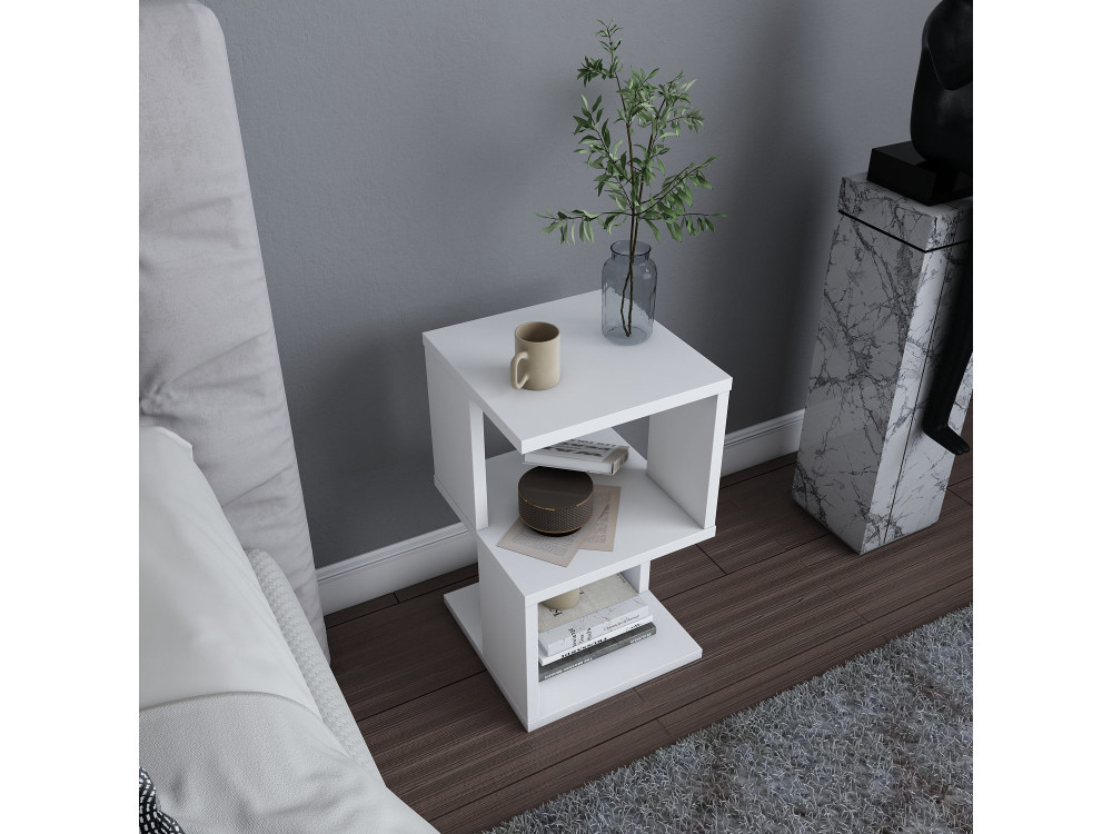 Mesa de cabeceira de madeira "Carter" - 30 x 30 x 49 cm - Branco