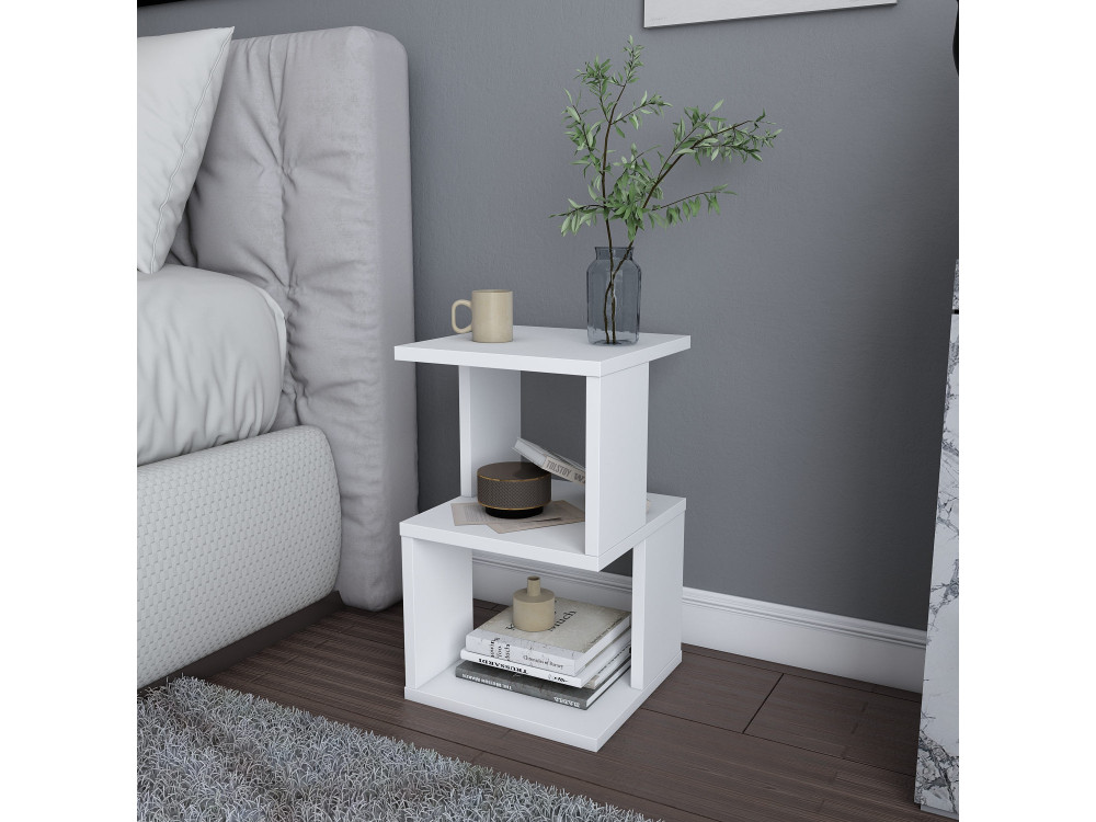 Mesa de cabeceira de madeira "Carter" - 30 x 30 x 49 cm - Branco