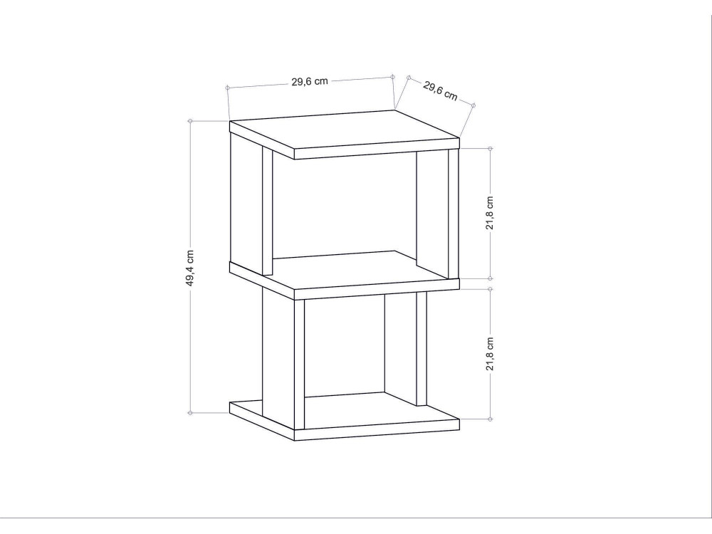 Mesa de cabeceira de madeira "Carter" - 30 x 30 x 49 cm - Branco
