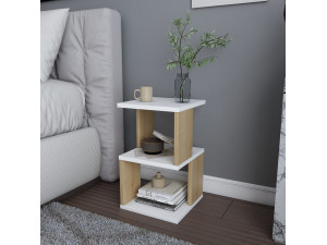 Mesa de cabeceira de madeira "Carter" - 30 x 30 x 49 cm - Branco 2