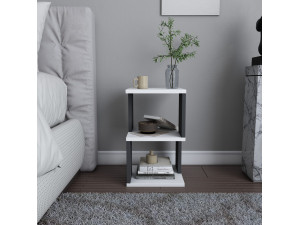 Mesa de cabeceira de madeira "Carter" 29,6 x 29,6 x 49,4 cm - Branco 2