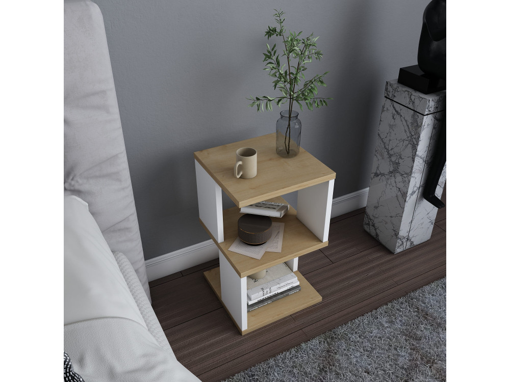 Mesa de cabeceira de madeira "Carter" 29,6 x 29,6 x 49,4 cm - Carvalho