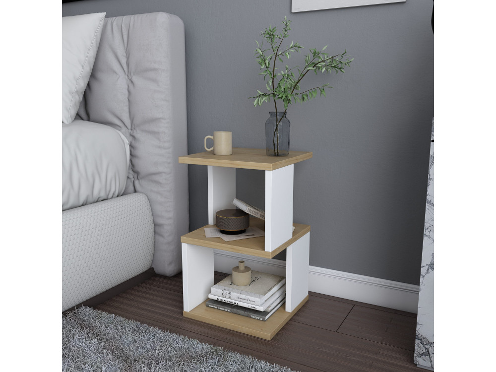 Mesa de cabeceira de madeira "Carter" 29,6 x 29,6 x 49,4 cm - Carvalho