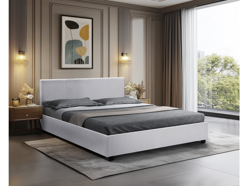 Cama de casal com baú "Carla" - 160 x 200 cm - Branco