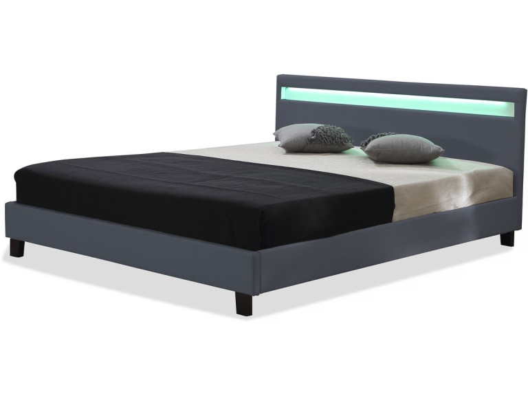 Cama com LED "Maria" - 160 x 200 cm - Cinza