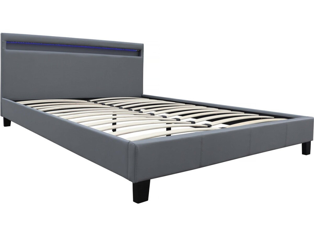 Cama com LED "Maria" - 160 x 200 cm - Cinza